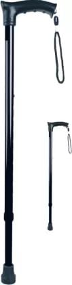 GenericRKNA Premium Height Adjustable Walking Stick| Ideal for Senior Citizen, Old Elderly People, Patients & Handicap (Single Leg-Black-C)