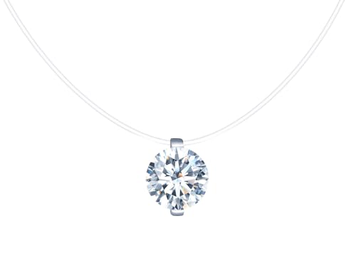 INFINIONLY Collier pendentif de diamant pour femme: ras-du-cou en argent 925 avec chaîne transparent 2 carats moissanite de couleur D clarté VVS1 8mm...