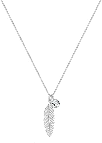 Elli Necklace Feather Crystal in 925 Sterling Silver