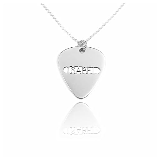 Collar púa personalizada con nombre en plata de ley 925 | Colgante guitarra 30x26 mm grabado | Joya única para músicos | Regalo especial Día de la Madre, Cumpleaños o Aniversario