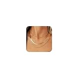 prgislew Herringbone Necklace for Women - Dainty Gold Necklace,14k Gold Plated Snake Gold Herringbone Chain Choker Necklaces,Simple Fashio Golds Layered Necklaces,Gold Jewelry Gift for Women