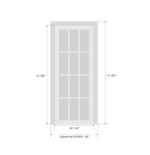 VDOMDOORS Solid French Door 24 x 80 inches/Mela 7001 Matte White/Single Regular Panel Frame Handle/Bathroom Bedroom Modern Doors