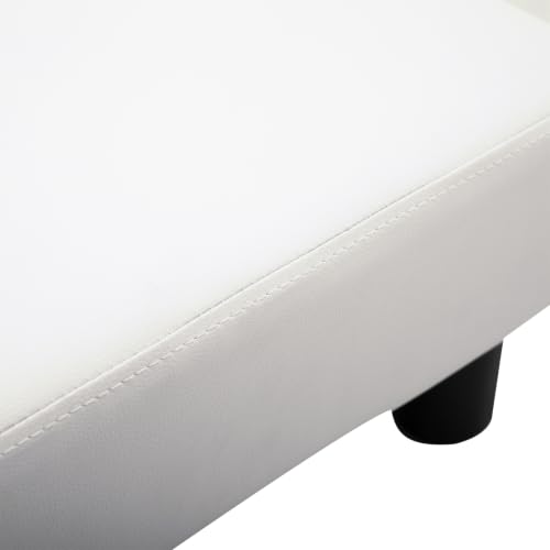 Miniatura 8 de Homcom Reposapiés Otomano Taburete Pequeño Tapizado En Piel Sintética Con Asiento Acolchado De Espuma Y Patas De Plástico Para Sofá Dormitorio 40x30x24 Cm Blanco