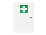 🚑 Hochwertige Materialien: Der Schrank und die Regale sind aus haltbarem und stabilem Stahl gefertigt, pulverbeschichtet mit Polyester-Fassadenfarbe des Typs FACADE (die Farbe entspricht den Anforderungen der AMMA 2603. Der Schrank ist nach Qualitoct Klasse 1 und GSB-Standard zertifiziert).