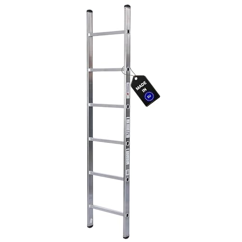 PROREGAL Sprossen-Anlegeleiter Atlas | ohne Traverse | 6 Sprossen | Arbeitshöhe 2,69m | Traglast 150kg | Alu Leiter Haushaltsleiter Arbeitsleiter Steigleiter