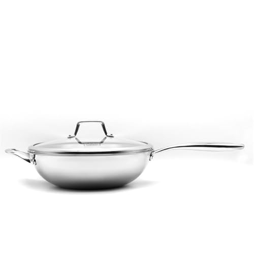 Wok de acero inoxidable con tapa 23.5 in capacidad 6.63 qt miniatura 5