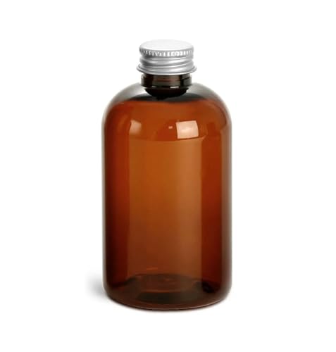 4 oz Amber PET Boston Rounds w/Lined Aluminum Caps