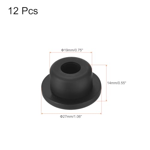 Image of uxcell High Temp Silicone Plug Mount Dia 19mm /0.75 inch t Shaped Rubber Stopper Hole Plugs for Powder Coating Plating Waterproof Plugs Sealing Plugs Black Pack of 12(OD 27mm)