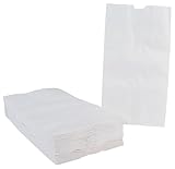 Pavilia Flat Bottom Paper Bags - 6 x 11 - Pack of 100 - White