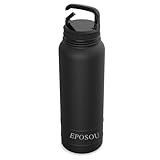 Sports bottle Stainless Steel,Lift-and-open handle design,Water Bottle with handle and Spout Lid - Leak Proof for Office/Gym, BPA-Free for Teens/Adults（Black 33oz）