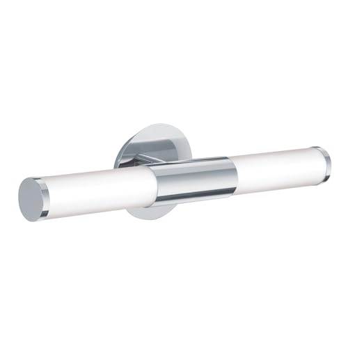 EGLO Wandlampe Palmera, 2 flammige Spiegelleuchte, Wandleuchte aus Metall und opal-mattem Glas, Badezimmer Lampe in Chrom, Weiß, Feuchtraumleuchte, IP44, E14
