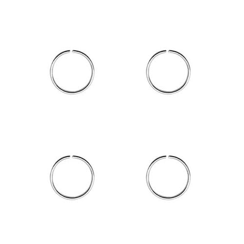 DENI 4 aros nariz muy pequeños iguales, muy finos sin cierre, plata de ley 925, 6mm diámetro interior, 0,6mm grosor.
