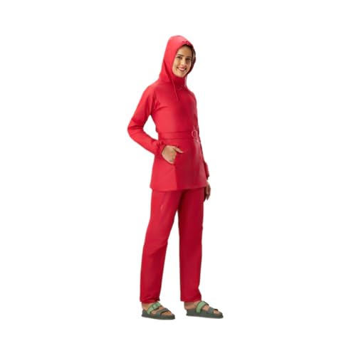 Image of ZEEL Rain Coat for Women Waterproof with Adjustable Hood, Rainwear Suit with Polyester Jacket and Pants for Ladies with Belt, AZ12