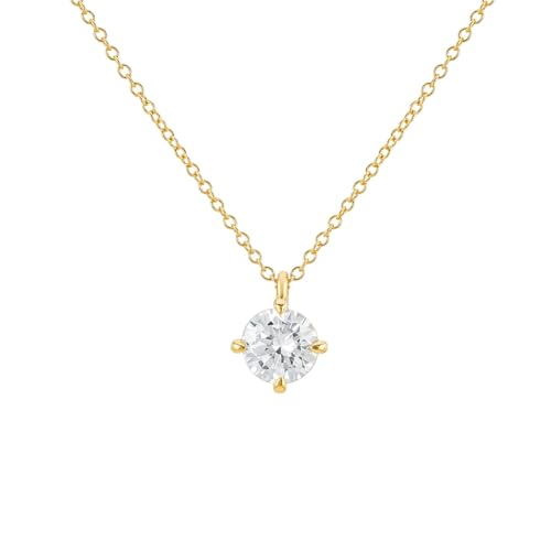 Dainty Gold Necklace for Women – 18K Gold Plated Chain with White Zircon Pendant – Adjustable & Hypoallergenic Non-Tarnish Jewelry – Elegant Minimalist Gift for Her
