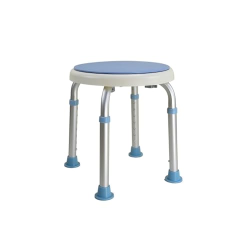 MAKETOMONEY シャワーチェア バスチェア お風呂椅子 360度回転 介護用 高さ調節 丸形 シャワースツール お風呂 椅子 背なし 入浴補助用具 バスルーム 寝室 家庭用 (高さ36.5〜51.5 cm調節可能,E)