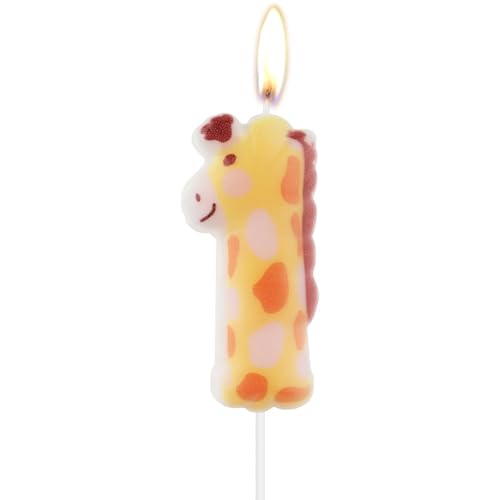 Ininger LZ-SLDW1 Giraffe Number Birthday Candles,Birthday Candles,Giraffe Print Number 1 Candles,Girls Boys Birthday Decorations,Giraffe Cake Candles For Girls Boys Forest Animal Jungle Party Decoration cover