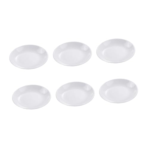 GRIRIW 6pcs Ceramic Saucer Soy Dishes Fruit Bowl Sauce Dipping Holder Tasting Dishes Vinegar Plates Small Serving Exquisite Sauce Container Japanese Seasoning White Ceramics re-usable
