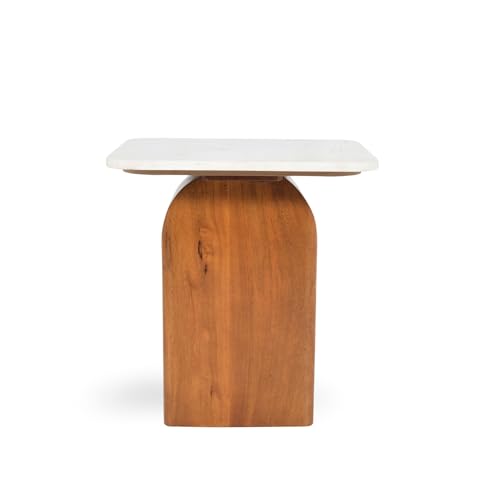 Image of Gharaana Ohana Wooden Side Table, Chestnut Finish, Contemporary End Table, 38x38x46 cm