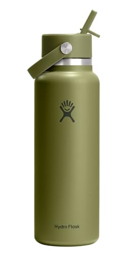 Image of Hydro Flask Water Bottle - Insulated Stainless Steel - Wide Straw Lid, Non Spill, Leakproof in 40 Oz Palmer Green