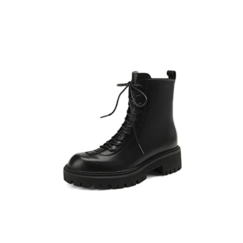 Bottes en cuir véritable à talon épais pour marcher tout l'hiver sans douleur