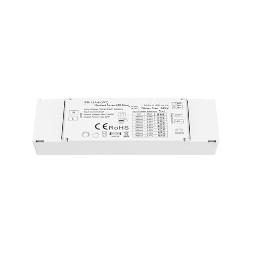 Alimentation LED dimmable 12W sans scintillement pour éclairage stable PB-12A-H WT