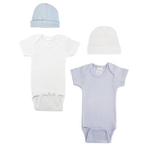 Bambini NC-0558NB Baby Boy 4 Piece Layette Sets White & Blue - Newborn