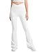 JOCMIC Girls Flare Leggings Kids Bell Bottom Pants Cross High Waisted Dance Yoga Flared Leggings White 11-12 Years