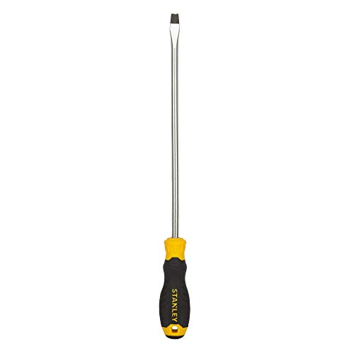 STANLEY STMT60833-8 Cushion Grip™ Slotted Standard Screwdriver, 8mm x 250mm, Magnetic Tips for Easy Pick-Up & Screw Locator, Made of Chrome Vanadium Steel, Bi-Material (PP+TPR) Handle, Black & Yellow
