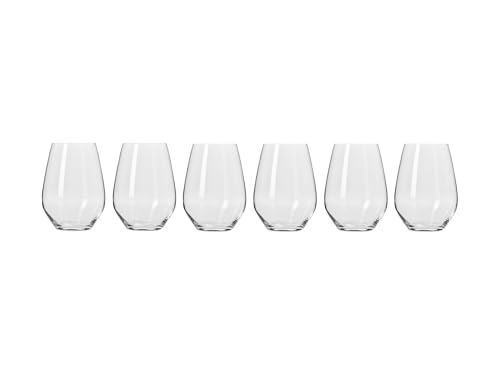 Krosno Harmony Stemless Wine Glass 600ML 6pc Gift Boxed Crystalline Glass