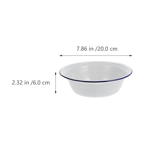 4 Stück Emaille SchüSsel Weiß - Tiefe Suppenschalen FüR Salate, Snacks Und Ramen - SpüLmaschinengeeignet Und Langlebig FüR Zuhause Und Partys 20 x 6CM