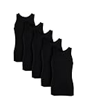 Basic Treasure Lot de 5 débardeurs pour Homme 100% Coton | débardeurs en Coton pour Hommes | débardeurs Opaques avec col Rond | Fitness et Quotidien, Noir, L