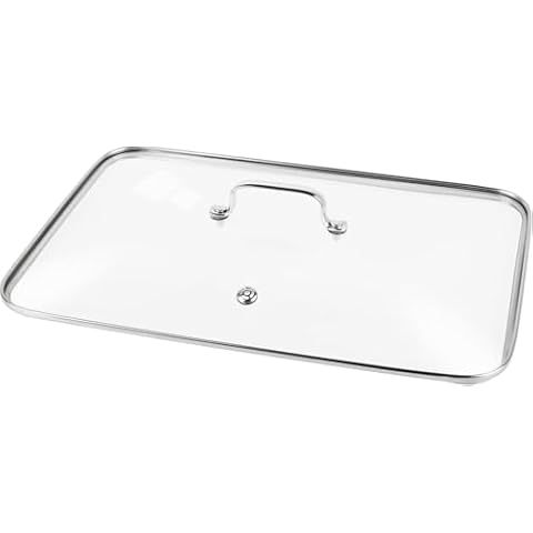 Griddle Glass Lid for Lodge 9.5-inch x 16.75-inch Cast Iron Rectangular Reversible Grill/Griddle, Clear Pot Cover Accessories, Glass Basting, Keep Warm and Prevent Splashing Cover