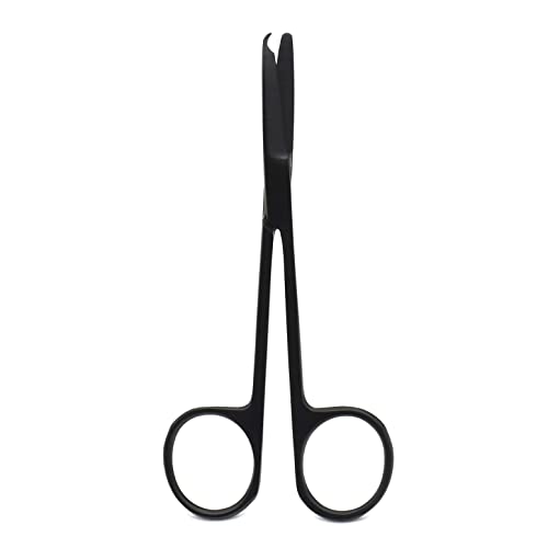 Image of 4.5 inch Stitch Scissors with Black Color Coating - Premium Quality Instrument- Delicate Hook - Perfect for Suture Removal, First Aid, EMS Training (Straight)