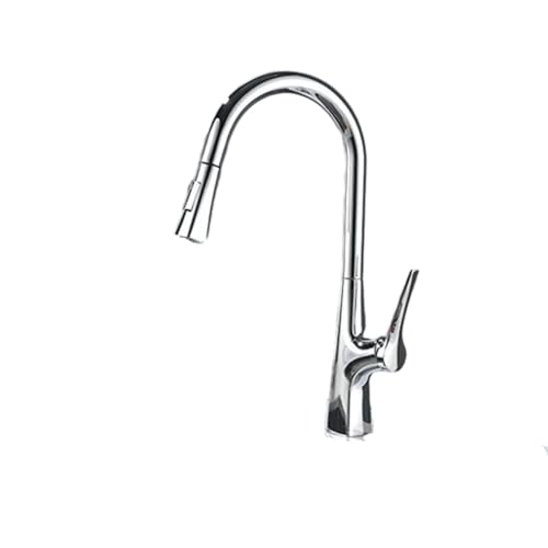 Robinet de cuisine extractible anti-projections en cuivre argenté pour mitigeur d'évier - 2