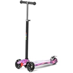 Patines 2 Ruedas Con Luces Patinete de 3 Ruedas ATAA Flash - Rosa - Patinete para niños de 3 Ruedas, Patinete Infantil con Luces, Patinete de 3 Ruedas con Manillar Ajustable, Giro por Gravedad, de 2 a 9 años