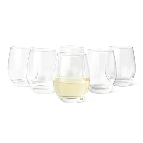 Amazon Basics Bicchieri da Vino Bianco Senza Stelo, Set di 6 Pezzi, 414ml, Lavabili in Lavastoviglie
