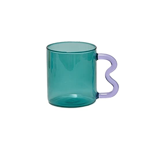 YIHANSS Copa de lentes de orejas coloridas tazas de café simples hechas a mano para tazas de agua caliente bebidas de regalo de 300 ml para amigos, amantes, (azul)
