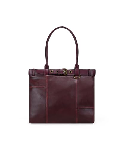 BOSANOVA Bolso de Hombro Rectangular para Mujer con cinturón Decorativo y Asas de Colgar al Hombro. Bolsillo Trasero y Cierre con Cremallera. Burdeos U