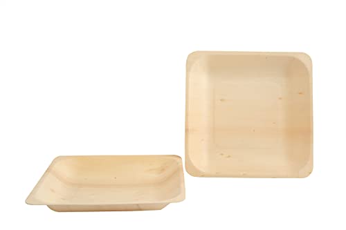 Perfectware Earth Friendly All Natural Premium Quality 100% Compostable & Biodegradable 5 Inch Birch Wood Disposable Plates. Great For Parties, Wedding Events (5.5" X 5.5" Appetizer Plate) 25 Pc,Cream #TOP2