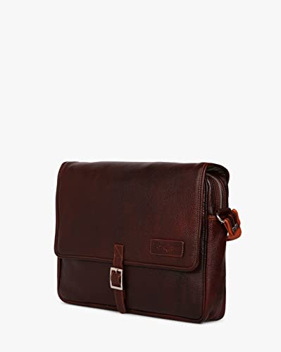 Image of Mario-Genuine Leather Laptop Messenger Bag (Dark Brown) - by Tortoise