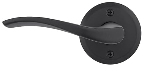 Image of Kwikset Sedona Dummy Door Handle, Single Sided Lever for Closets, French Double Doors, and Pantry, Satin Brass Non-Turning Left Handed Interior Push /Pull Lever, with Microban Protection