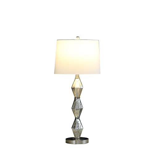 Ore International Hbl2788 29.5" In Emil Moderne Geometric Glass Brushed Silver Table Lamp #TOP1