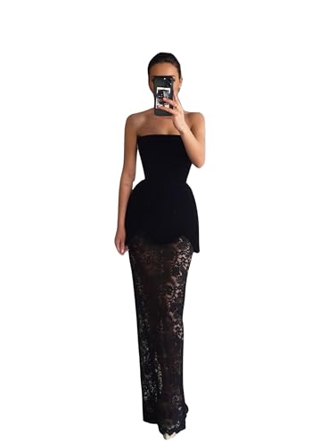 Elegant Mermaid Wedding Dresses for Bride Floor Length Strapless Prom Dress with Pearl Lace Formal Gown