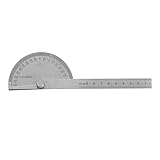HARFINGTON Stainless Steel Angle Protractor 0-180 Degrees Square Head Finder Measuring Ruler General Tool with 10cm/3.94' Arm for Woodworking