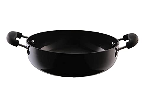 MUMMA LIFE Non-Stick Kadhai with Glass Lid (26 cm, Hammertone Finish, 3 Coat, 3mm Thickness), Aluminium (Black) - Image 3