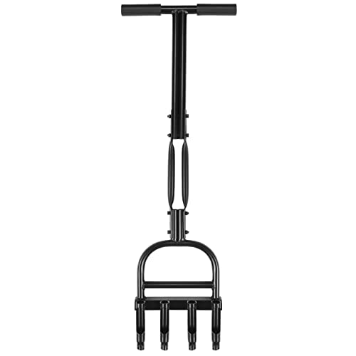 WoRaum Aérateur Manuel de Pelouse à Carottage, Aérateur Gazon à Cuillères Creuses 4 Dents, Manche en T Anti-Dérapant, pour Sols Compactés et Pelouses de Jardin – Outils de Jardinage Manuels