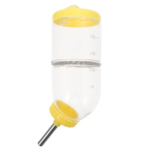 Toyvian Bebedero para Hámster Botella de Plástico 500ml Clip de Resorte Amarillo Suministro Antigoteo para Chinchillas y Roedores Pequeños Uso Doméstico