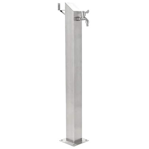 LAPOOH 45453 Stainless Steel Square Pillar Fountain 95 cm, Column Fountain for Garden, Outdoor Garden Column Fountain