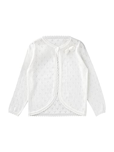 Kids Girls Long Sleeve Round Neck Cardigan Shrug Bolero Flower Girl Dress Cover Coat Sweaters3