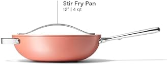 Caraway Non-Stick Stir Fry Pan - 12” Wok-Inspired Pan - Free From Forever Chemicals - High-Sloped Walls - Stainless Steel Handles - Perracotta